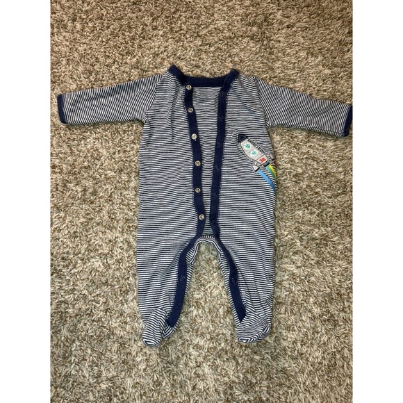 Carter's Other - Carter's Baby Boy 3M Footed Sleeper Pajamas Navy White Stripes Rocket Ship